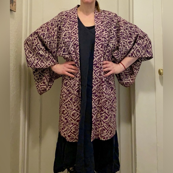 Handmade Other - VGUC Beautiful Vintage Handmade Traditional Haori Jacket Kimono Floral Silk(?)